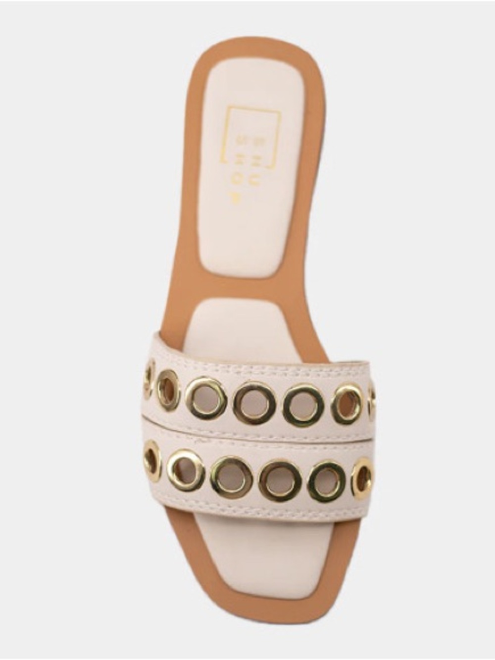 Zara Cream Slide Sandal with Gold Eyelets